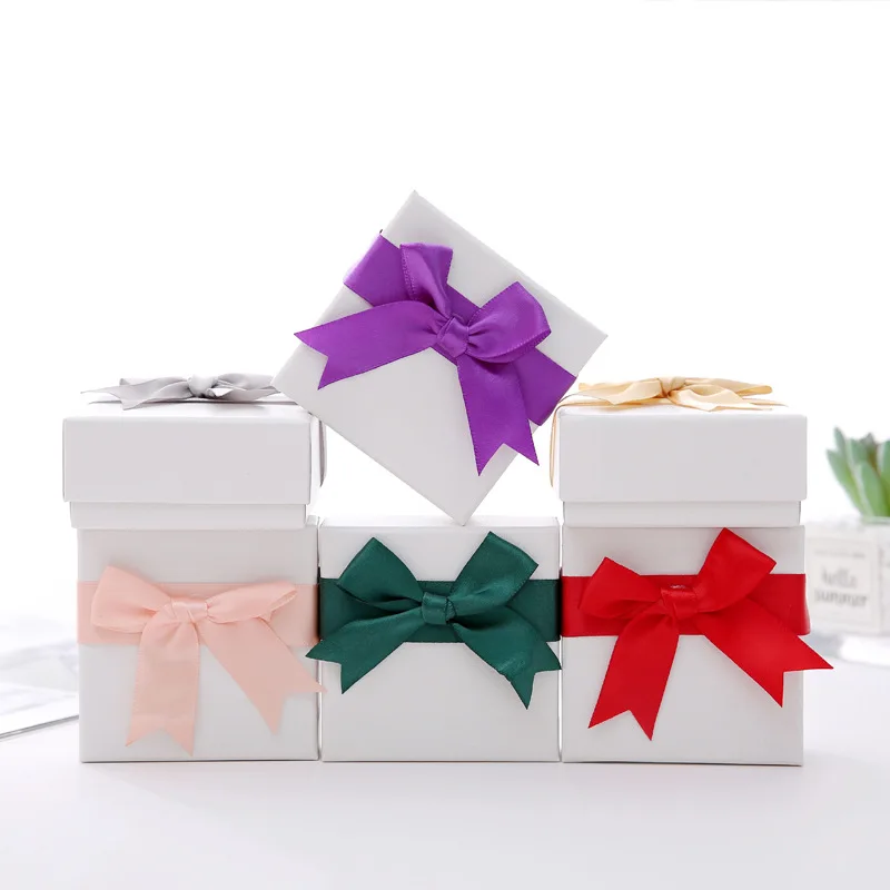 

1 pieces Paper Ring Boxes With Bow Design For Earrings 1 dozen Jewelry Case for Valentine's Day Gift Wholesale Lots Bulk