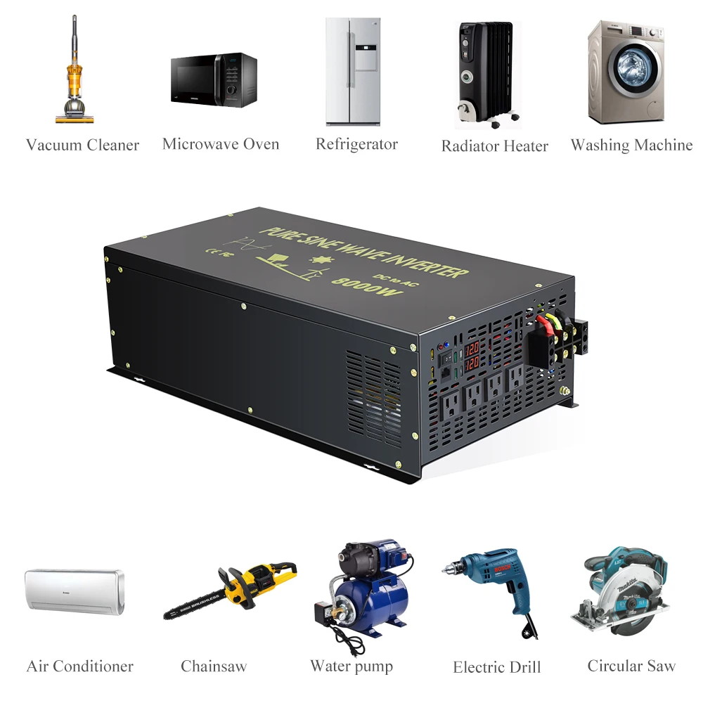 Description Picture 4 of item8000W Pure Sine Wave Power Inverter 12V 220V Solar Panel Generator Inverter 24V/48V/96/110V DC to AC 120V/230/240V Wired Control