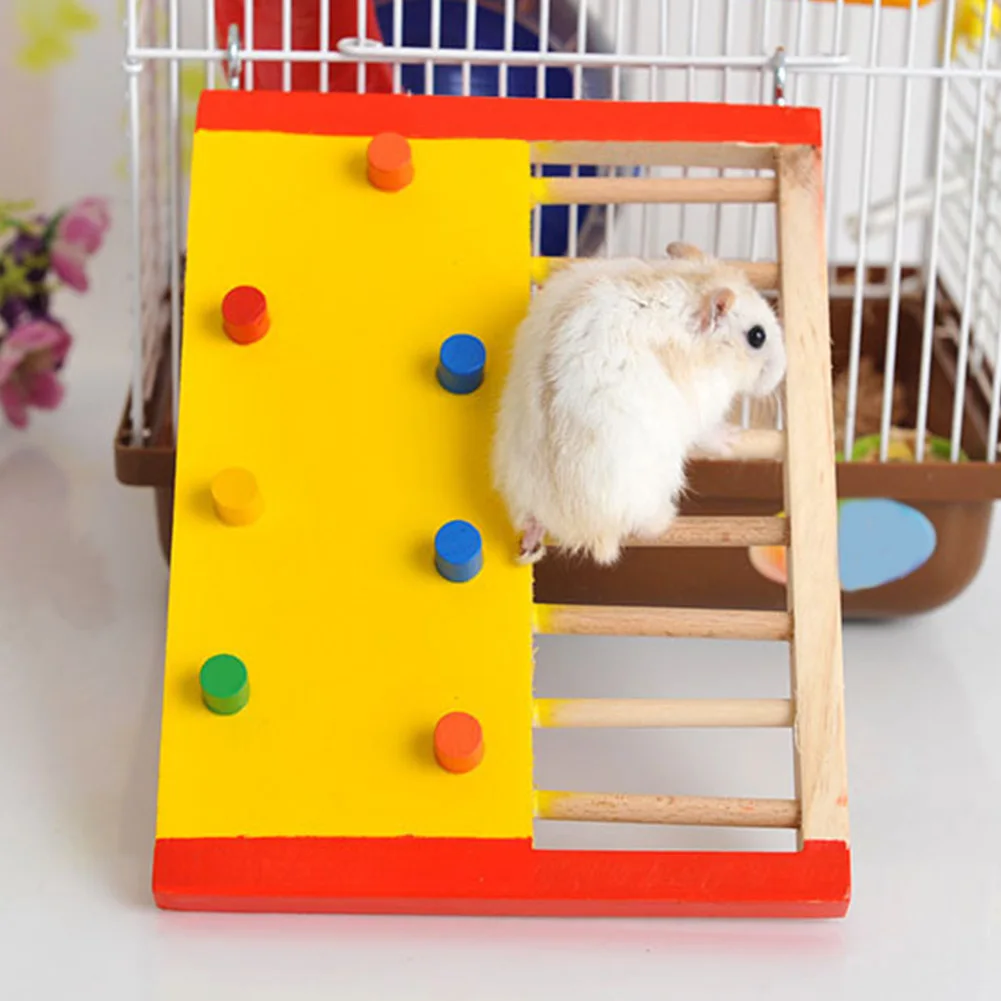 

Non Toxic Multi Purpose Hamster Toy Lightweight Climbing Ladder Fun Colorful Small Pet Rest Squirrel Rat Wooden Guinea Pig Play