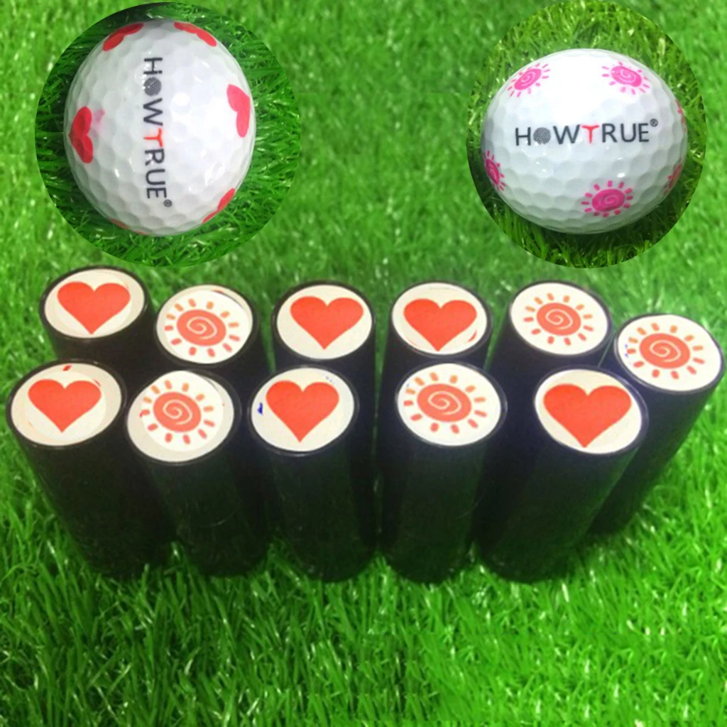 ABS Plastic + Silicone Golf Ball Stamper Stamp Cute Heart Sun Shape Seal Impression Marker Print Gift Prize for Golfer