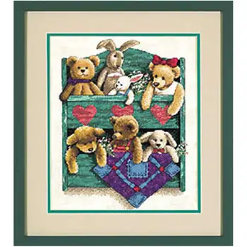 

Little bear in the cabinet Counted Cross Stitch 11CT 14CT 18CT DIY Cross Stitch Kits Embroidery Needlework Sets home decor