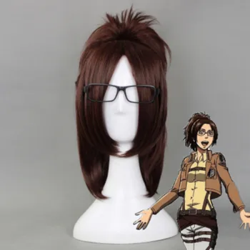 

Anime Attack on Titan Hans Zoe Wigs Brown Heat Resistant Synthetic Hair Cosplay Wig + Wig Cap
