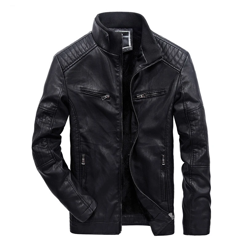 

Winter Stand Collar Mens Pu Leather Jackets and Coats Fashion Motorcycle Leather Jacket Men Thicken Windbreakers Male Coat 569