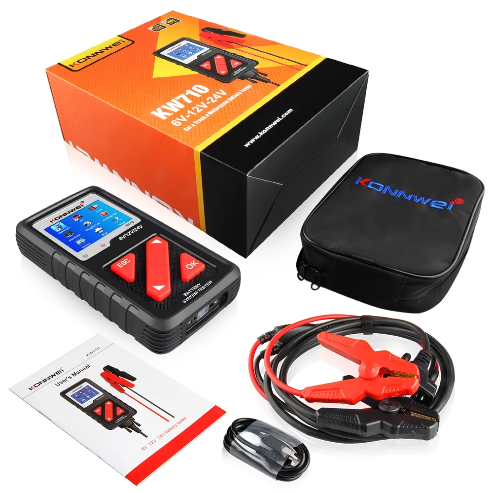 KONNWEI KW710 Motorcycle Car Truck Battery Tester 6V 12V 24V Battery A