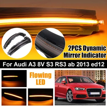 

Hot 2PCS Dynamic Turn Signal LED Side Wing Rearview Mirror Indicator Blinker Repeater Light For AUDI A3 8V S3 RS3 ab 2013 ed12