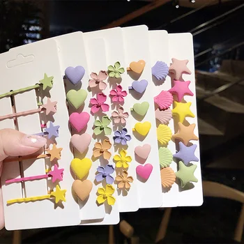 

6 pcs set Candy Color Hairpins Girls Colorful Flower Hair-Clips Heart Hair Clips Acetic Barrettes Girls Hair Accessories