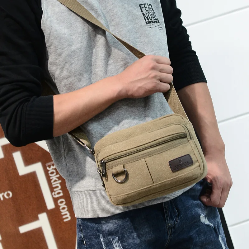 

Men's Bag Casual Mini Messenger Bag Korean-style Canvas Bag Shoulder Bag Men's Bag Outdoor Multi-functional Travel Casual Bag