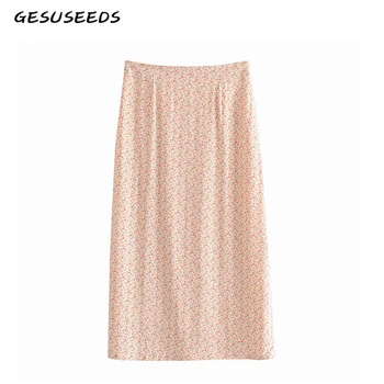 

2019 Summer Autumn vintage floral skirts women midi skirt vintage high waist skirt boho bohemian skirts korean style