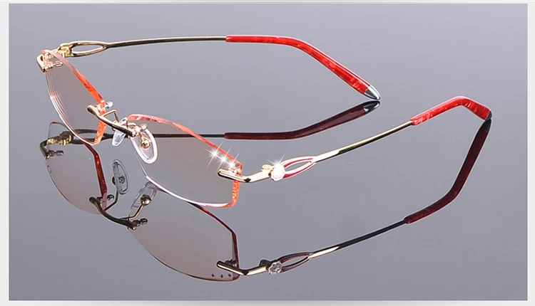 blue light reading glasses Elegant Style Blue Light Filter Glasses Myopia Women Computer Eyeglasses Gradient Red with Rhinestone Frameless Eye Eyewear blue light blockers Blue Light Blocking Glasses