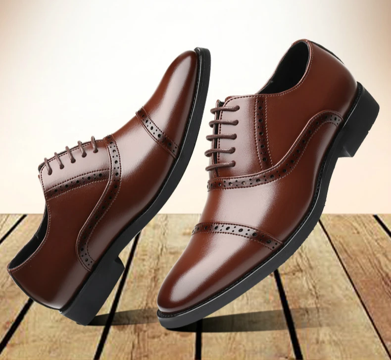 Elgant/Мужская официальная обувь; Мужские модельные туфли-оксфорды в деловом стиле; Мужская обувь; классическая Коричневая Кожаная обувь; сезон осень