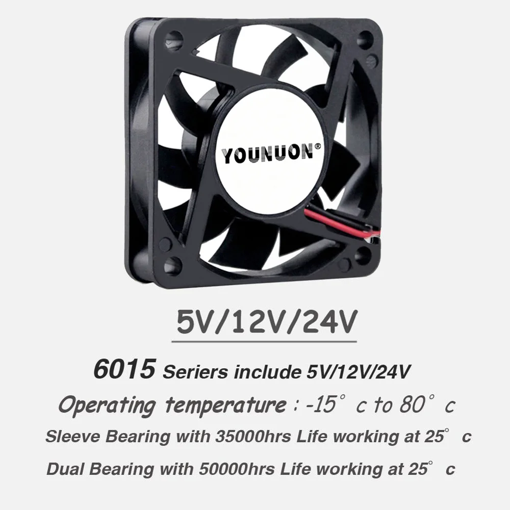 Ventilador sem Escova Partes 60 mm 6015 5v 12v 24v Usb 2pin 3pin cc 60x60x15 mm 6015 6cm para Computador pc Cpu - Imagem 3