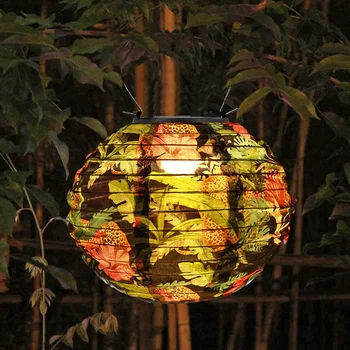 

8 inch Solar LED Chinese Lantern Light Durable Classic Texture Creative Design Printed Decorative Round Hanging Lamp