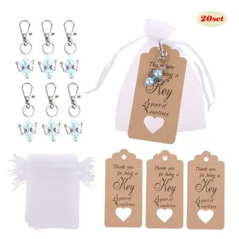 

20Pcs/Set Key Chain Keyring Tags Card Candy Bags Vintage Wedding Souvenirs Guest