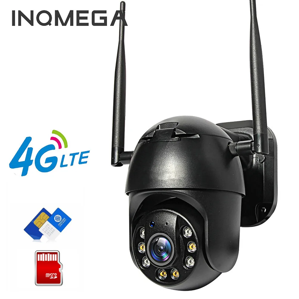 

INQMEGA IP Camera 4G SIM Card Wifi 4X Digital Zoom PTZ Video Surveillance Black Dome Wireless GSM Security Outdoor P2P SD Card