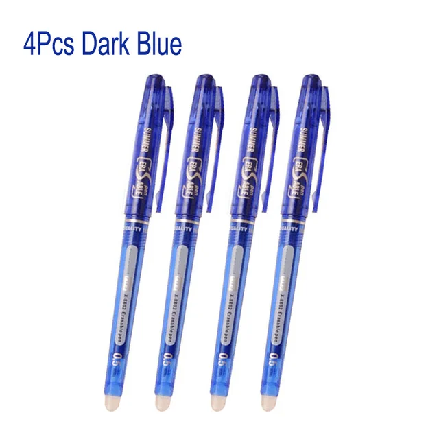 8Pcs/Set Erasable Gel Pen 0.7mm 0.5mm Bullet Tip Blue Black Red Ink Refill Rods 8 Color Writing Drawing Painting Washable Handle 4pcs Dark blue