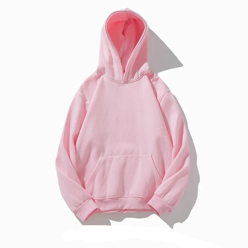 FOJAGANTO Fashion Brand Men's Solid Color Hoodies Autumn Winter Male Casual Hoodies Men Fleece Warm Hoodies Sweatshirt Tops - Цвет: Pink