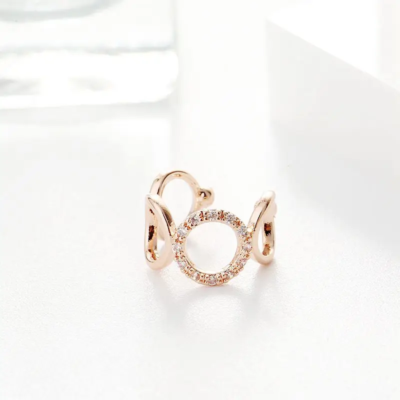 

Exquisite 1PC Simple Design Round Circle Ear Cuff Rose Gold Color Cubic Zircon Earring Clip for Women Girls