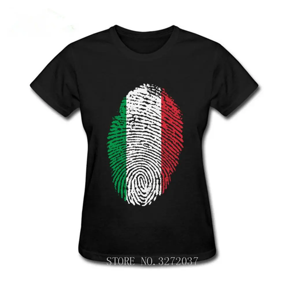 

ITALY Fans Cheer Nationa Italy Flag Fingerprint T-Shirts European Women T shirts 100% Cotton Fitness Tees Shirts