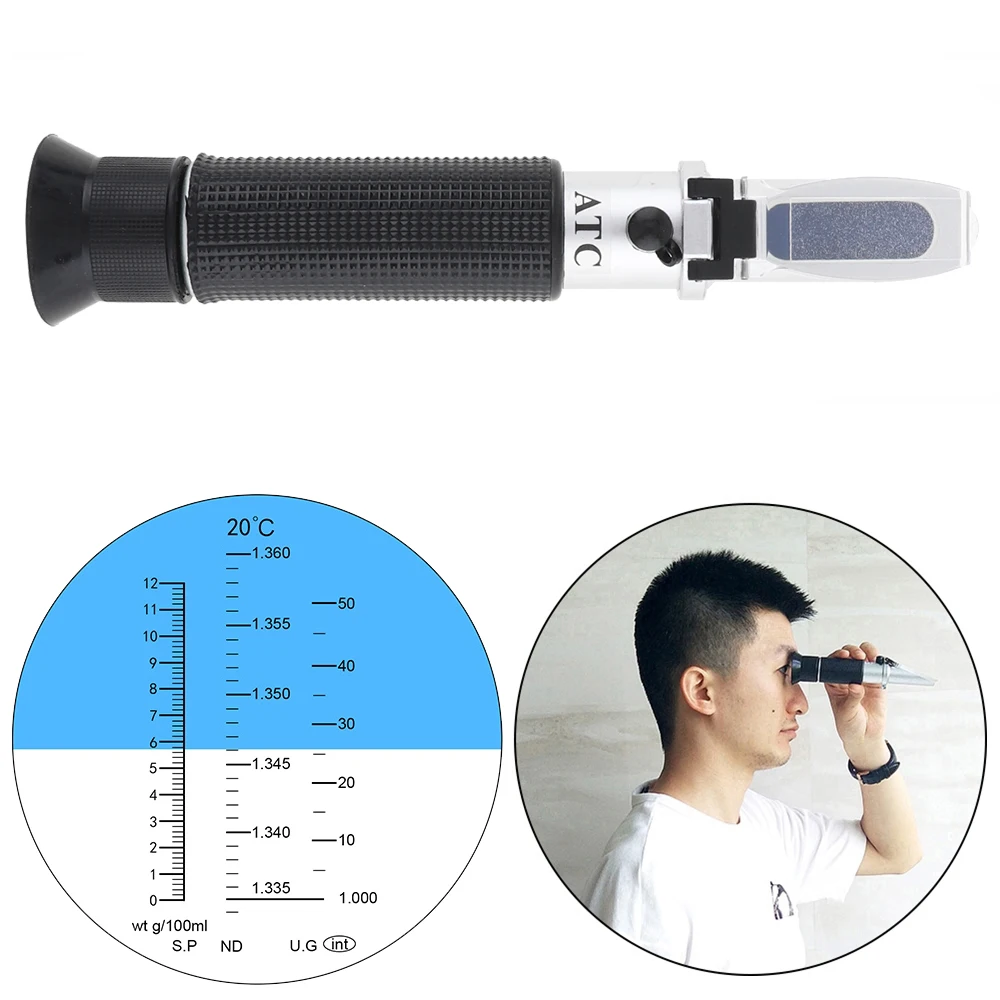 Ручной регулируемый рефрактометр удельного веса для мочи 0 12 г с пьезометром и