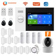 Ys pg107 tuya kit sistema de alarme segurança smartlife app controle com câmera ip discagem automática detector movimento wi fi gsm casa inteligente alarme