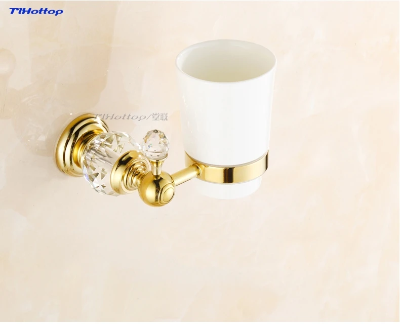 Tlhottop однокристальный стакан держатель латунный настенный держатель чашки для зубной щетки аксессуары для ванной комнаты подстаканник YJ-8060