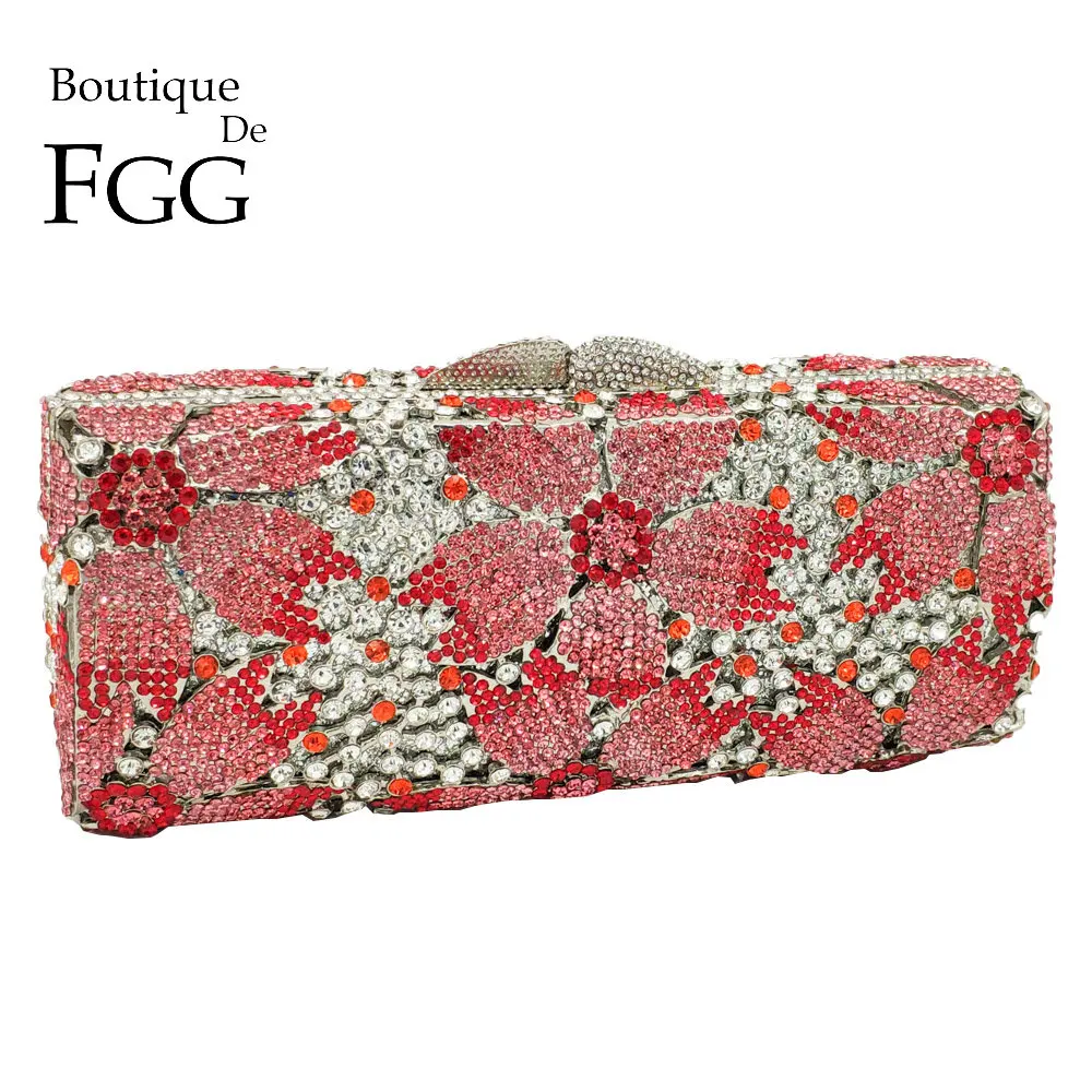 Женский ажурный клатч Boutique De FGG вечерние сумочки и кошельки с кристаллами цветами