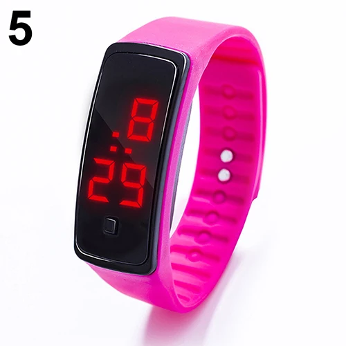 Детские часы детские светодиодные цифровые спортивные часы для мальчиков и девочек мужские и женские Электронные Силиконовые наручные часы с браслетом - Цвет: Hot Pink 23 cm