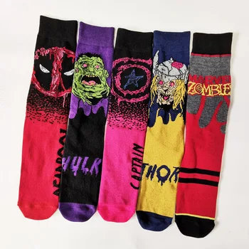 

New 2020 Cartoon Socks Men Funny Anime Marvel Character Hulk Printed Happy Socks Casual Hip Hop Cotton Socks Calcetines Hombre