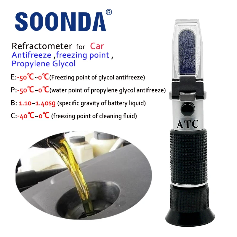 

-50C~0C Refractometer For Propylene Glycol Auto Antifreeze Cleaning Fluid Freezing Point Tester Ethylene Glycol Hydrom Detection