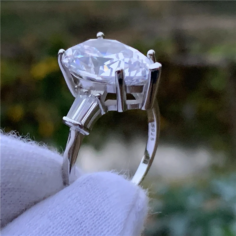 Fashion Promise Ring Pear cut 8ct AAAAA cz 925 Sterling Silver Engagement Wedding Band Rings for women men Party Jewelry