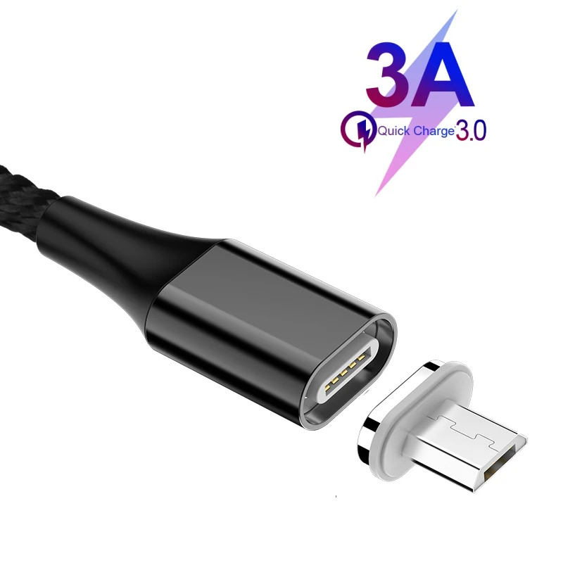 5А USB кабель type-C Магнитный нейлоновый Плетеный USB-C Магнит Micro USB кабель зарядного устройства для huawei mate 20 X P20 Pro Супер быстрая зарядка - Цвет: Micro USB