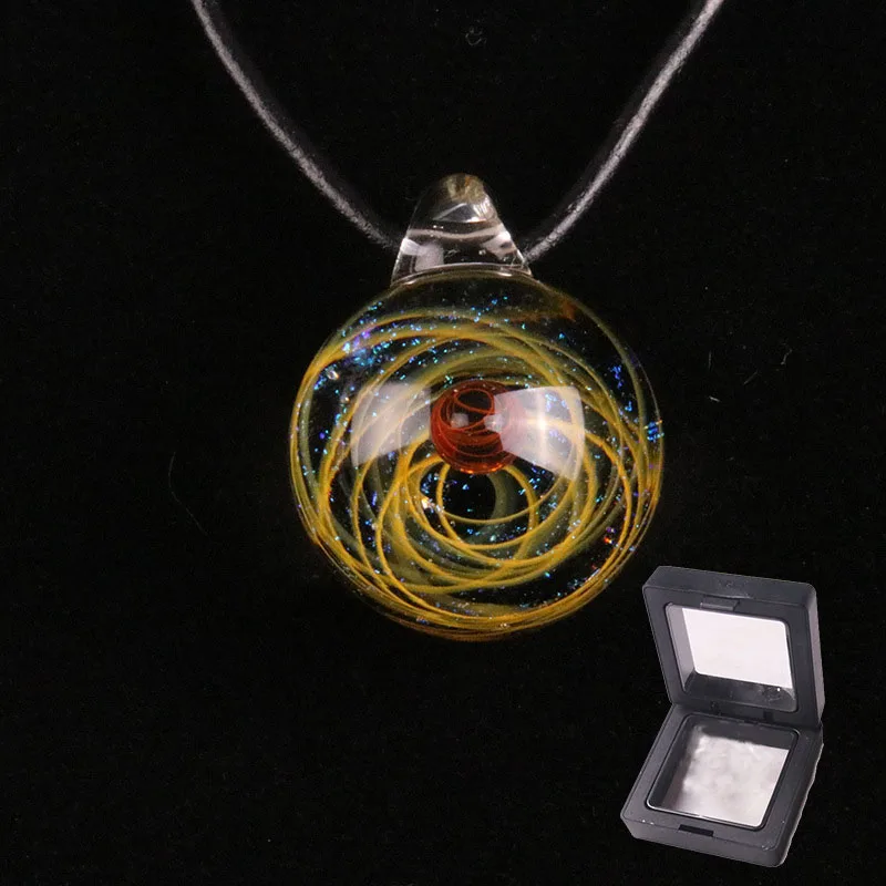 S5 necklace День Святого Валентина Пара Ожерелье Туманность космическая галактика стекло ручной работы кулон с веревкой Рождественский подарок счастливые мужчины женщины ювелирные изделия - Цвет: S5 necklace