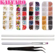 Профессиональный акриловый маникюрный набор для дизайна ногтей 4 шт. украшение ногтя стразами+ акриловая ручка кисти для дизайна ногтей комплекты инструментов для начинающих