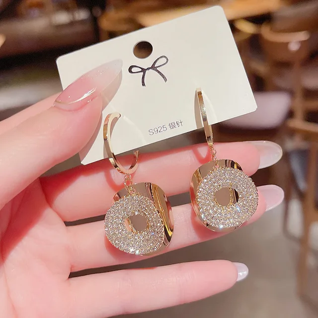 Women's Geometric Drop Earrings 2021 New Round Pendant Earrings Party Jewelry Gift Golden Fashion Trend Fashion Stud Earrings EDZ-138