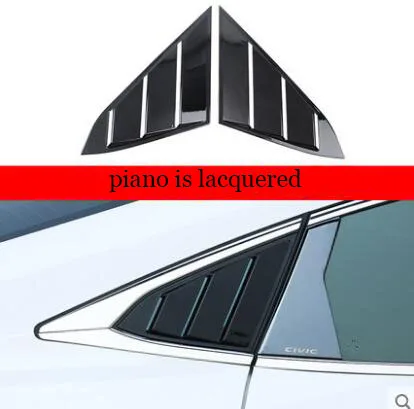 Углеродное волокно задняя затвор пианино краска на заднее окно выход крышка автомобиля аксессуары для Honda Civic 10th - Название цвета: Черный