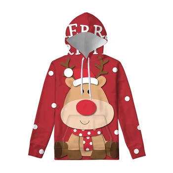 

Christmas Reindeer Pattern Winter/autumn Men and Women Warm Hooded Sweatshirt Hip Hop Funny Casual Plus Size Hot Couples Clothes
