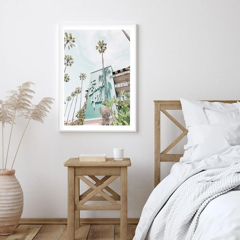 Беверли Хиллз отель пальмы дерево принт летний декор холст живопись Постер