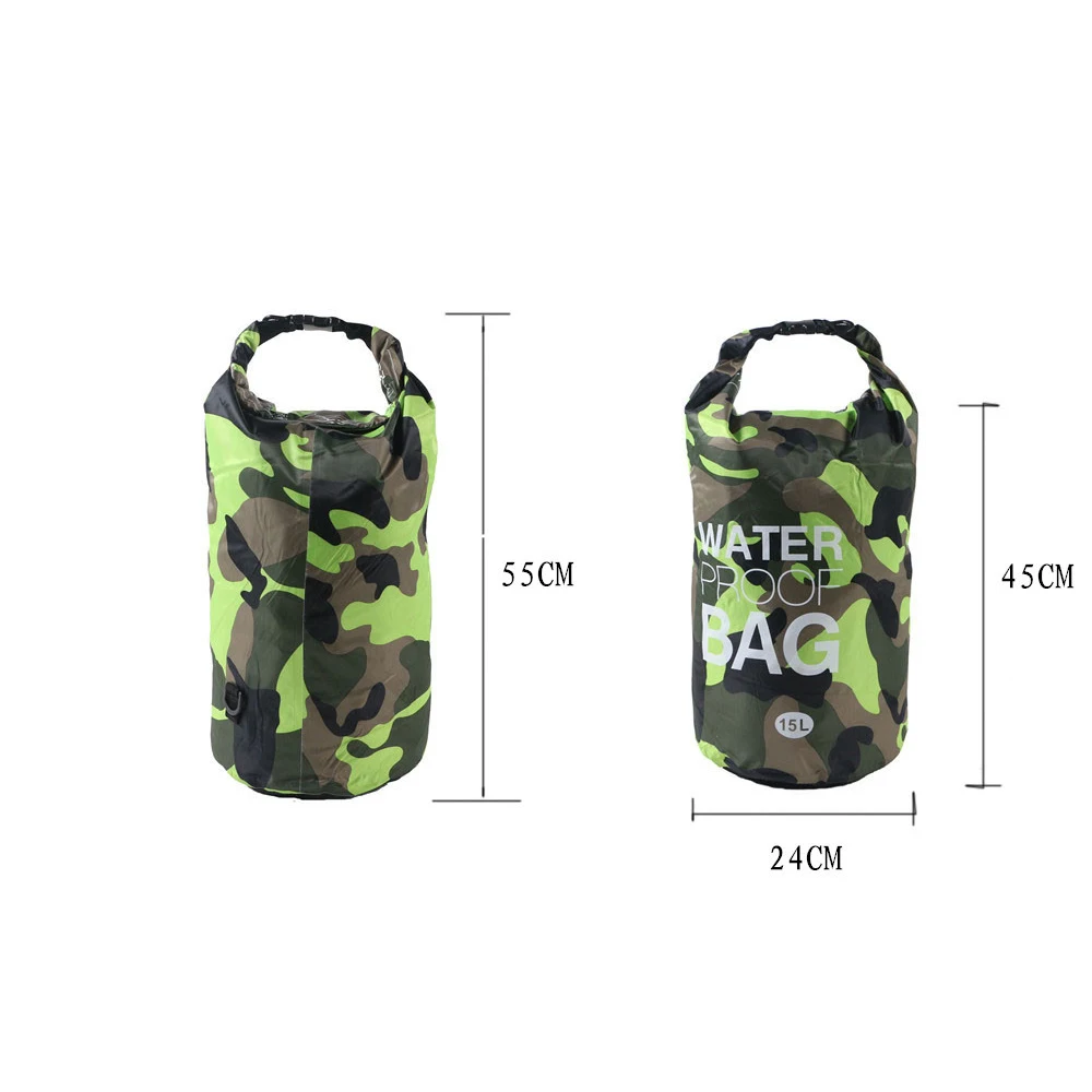 green 15L камуфляж Открытый плавный лов рыбы ведро мешок комплект рафтинг, Турпоход Пешие прогулки плавание вверх влагостойкие непромокаемые - Цвет: green