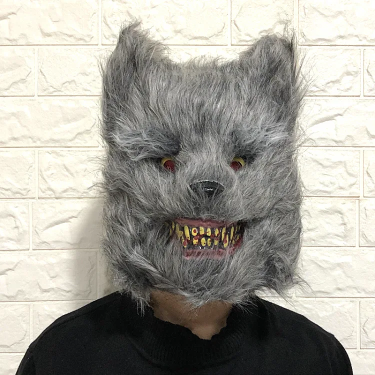 Wolf Хэллоуин жуткая кровавая стена латексная голова волка с волосами модная Карнавальная маска костюм вечерние ужасная маска для взрослых/детей - Цвет: Wolf