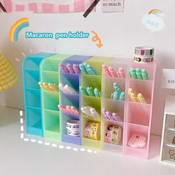 Boîte à crayons de couleur Macaron, organisateur de bureau Kawaii, boîte de rangement à 4 compartiments 