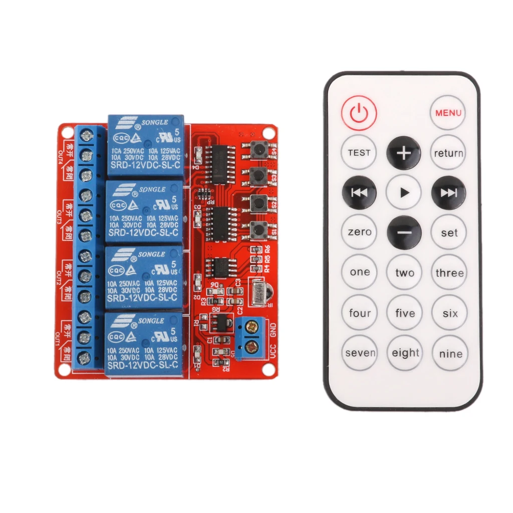 

12V 4CH Channel IR Infrared Wireless Remote Control Learning Relay Module 8M