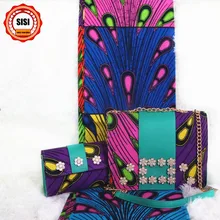 SISI/Лидер продаж, 3 предмета/Восковая Упаковка, Высококачественная Женская сумочка, подходящая к 6 yardsAnkara, воск и хлопковый в африканском стиле для платья