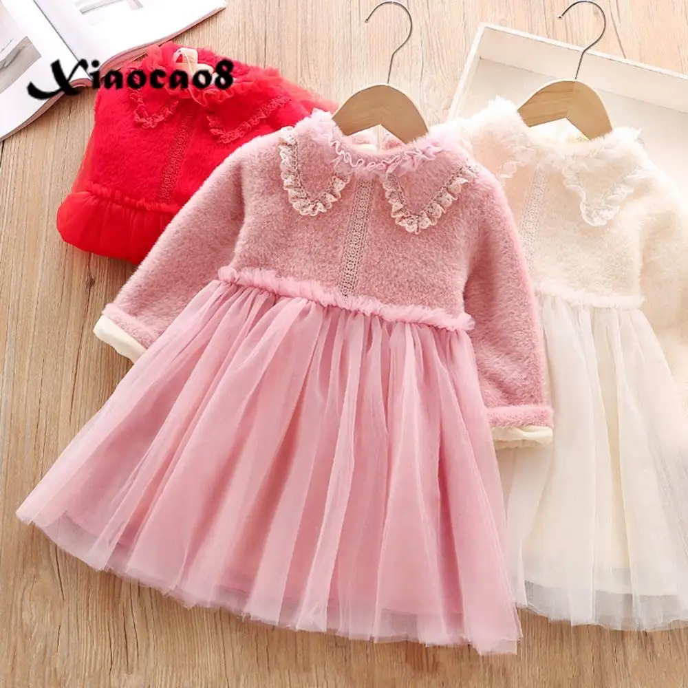 Зимняя одежда для маленьких девочек; детское утепленное вельветовое платье для девочек; теплая одежда; платья для маленьких девочек; детское праздничное платье для дня рождения