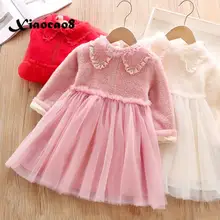 Зимняя одежда для маленьких девочек; детское утепленное вельветовое платье для девочек; теплая одежда; платья для маленьких девочек; детское праздничное платье для дня рождения