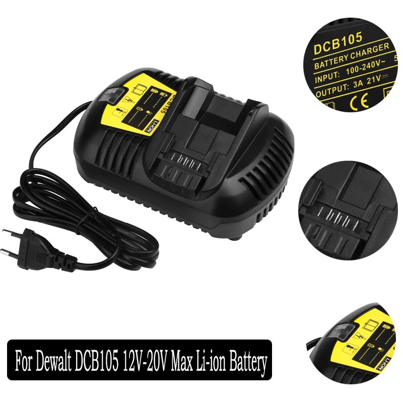 Зарядное устройство DCB105 для dewalt DCB180 DCB120 DCB127 DCB200 DCB206 DCB205 DCB201 DCB203 DCB101 DCB107 DCB112 DCB115 |