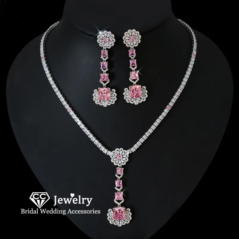 

CC Jewelry Set for Women Wedding Accessories Bridal Dress Engagement Bijoux Vintage Style Necklace Earrings Sets S925 Gift HL013