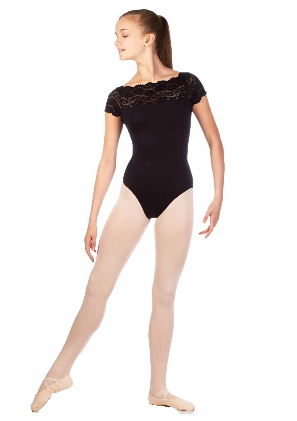 Girls black dance leotard Clearance