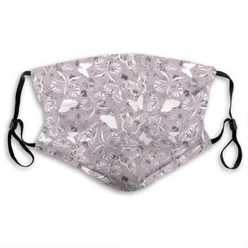 

White Butterfly Silhouettes Washable Reusable Mask, Anti Dust Half Face Mouth Mask For Kids Teens Men Women With Adjustable Ear