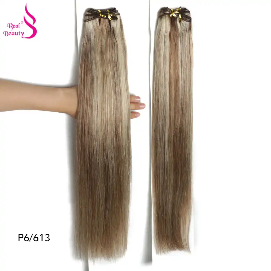 Real Beauty European Straight Hair Weave Bundles 18 26 Balayage