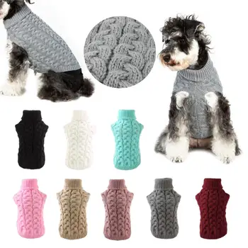 

(M-XL) Warm Pet Dog Sweater Clothing Winter Turtleneck Knitted Pet Puppy Clothes For Small Dogs Cats Chihuahua Outfit Vest